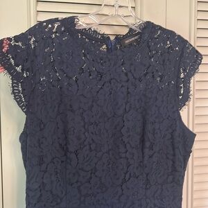 Navy Lace Overlay Dress